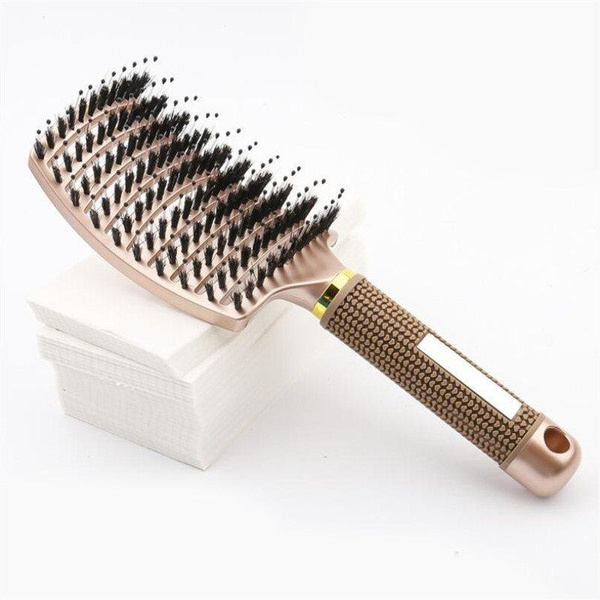 Manlig och kvinnlig hårborste, hårbottenmassagekam, borstborste, nylonvåt curlingkam, lämplig för Stonego Salon hårstylingverktyg_voghion.com