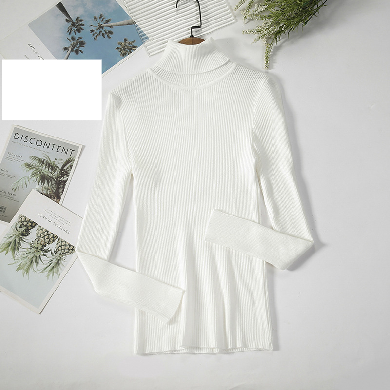 Maglione a collo alto a maniche lunghe da donna, in tinta unita, stile coreano (24 colori disponibili) maglione lavorato a maglia_voghion.com
