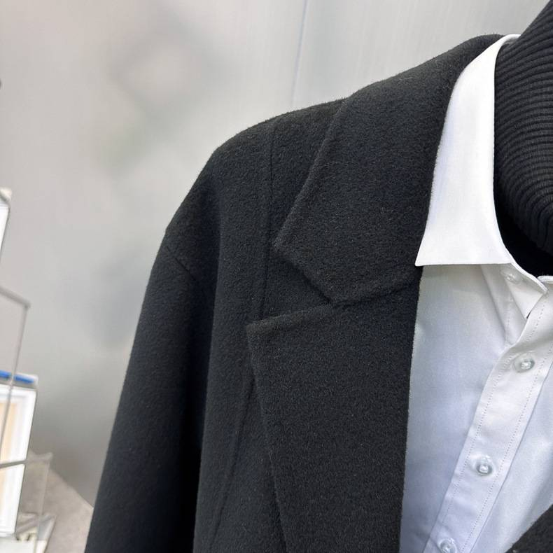 Haină de iarnă pentru bărbați, 100% lână, cu două fețe, din lână de înaltă calitate, neagră, vrac, îngroșată_voghion.com