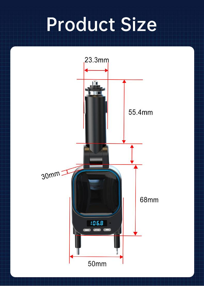 Adattatore Bluetooth avanzato per auto BC97: ricarica wireless, chiamate in vivavoce e streaming musicale per una guida sicura_voghion.com