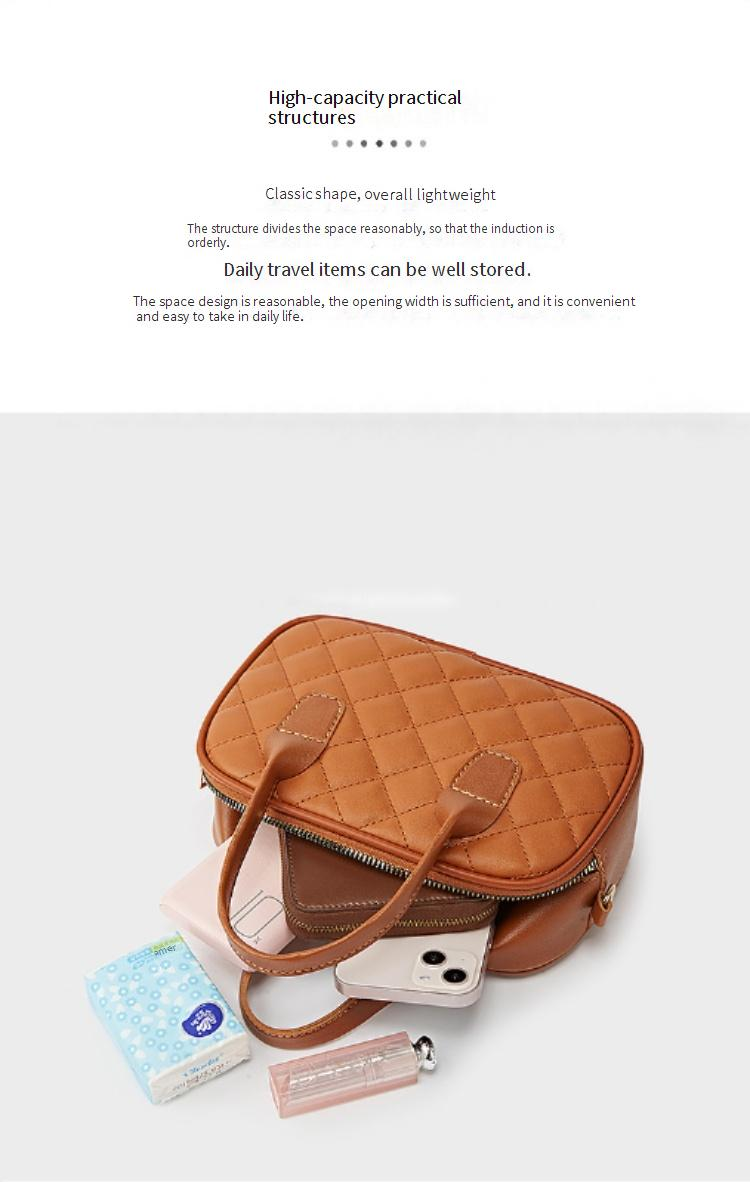 Bolsa acolchoada feminina para câmera - Bolsa de ombro transversal com bordado floral e letras, estilosa e versátil_voghion.com