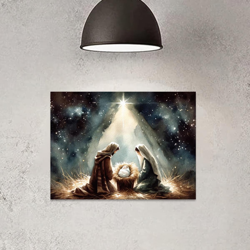 1pc Christian Nativity Scene Art Canvas Prints Painting, Jesus Birth Religious Wall Art Decor Modern Retro Poster For Living Room, Bedroom,Home Office_voghion.com