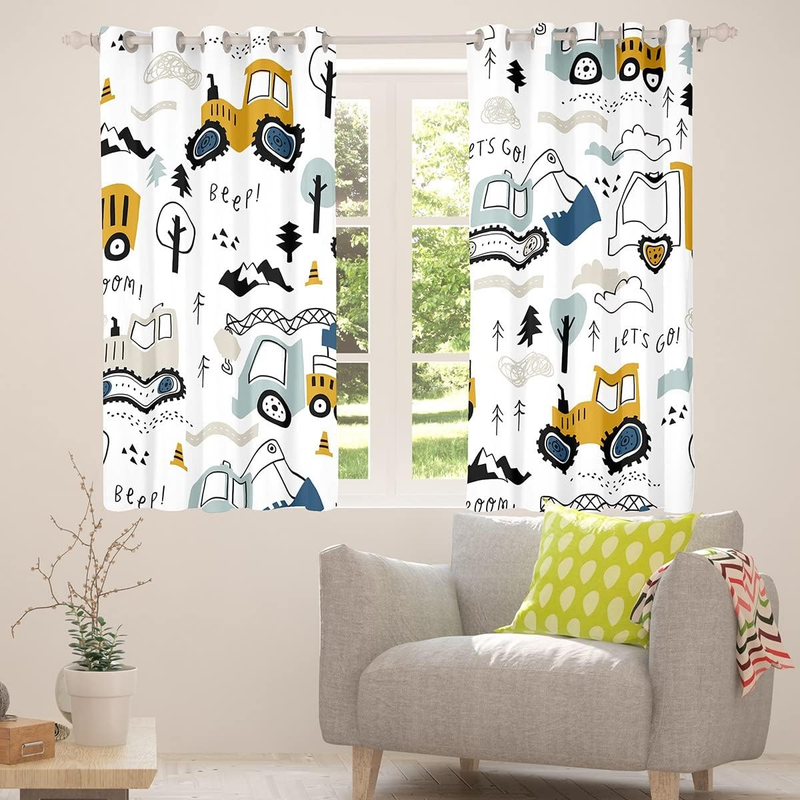 Cartoon-Auto-Kindervorhänge für Schlafzimmer, Wohnzimmer, Bau, Verdunkelungsvorhänge, Ausrüstungsvorhänge_voghion.com