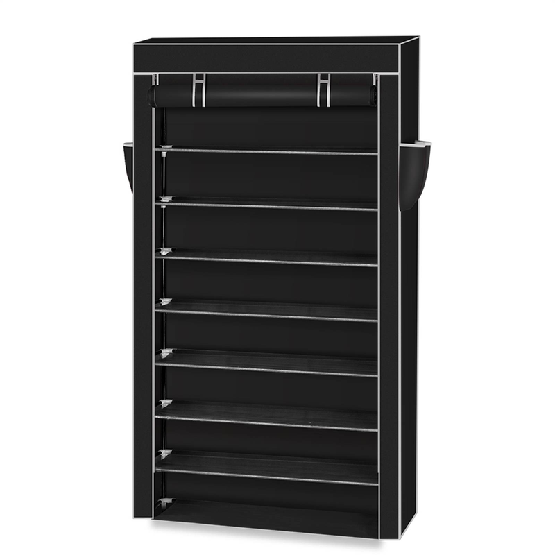 Étagère à chaussures à 10 niveaux, noire, anti-poussière, pour placard, rangement de chaussures_voghion.com