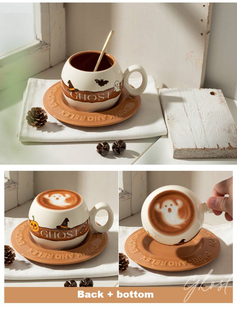 Tazza con fondo estraibile, tazza con fiore, regalo creativo per coppia, casa, con cucchiaio, latte, carino panda in ceramica, set di tazze da caffè e piattino_voghion.com