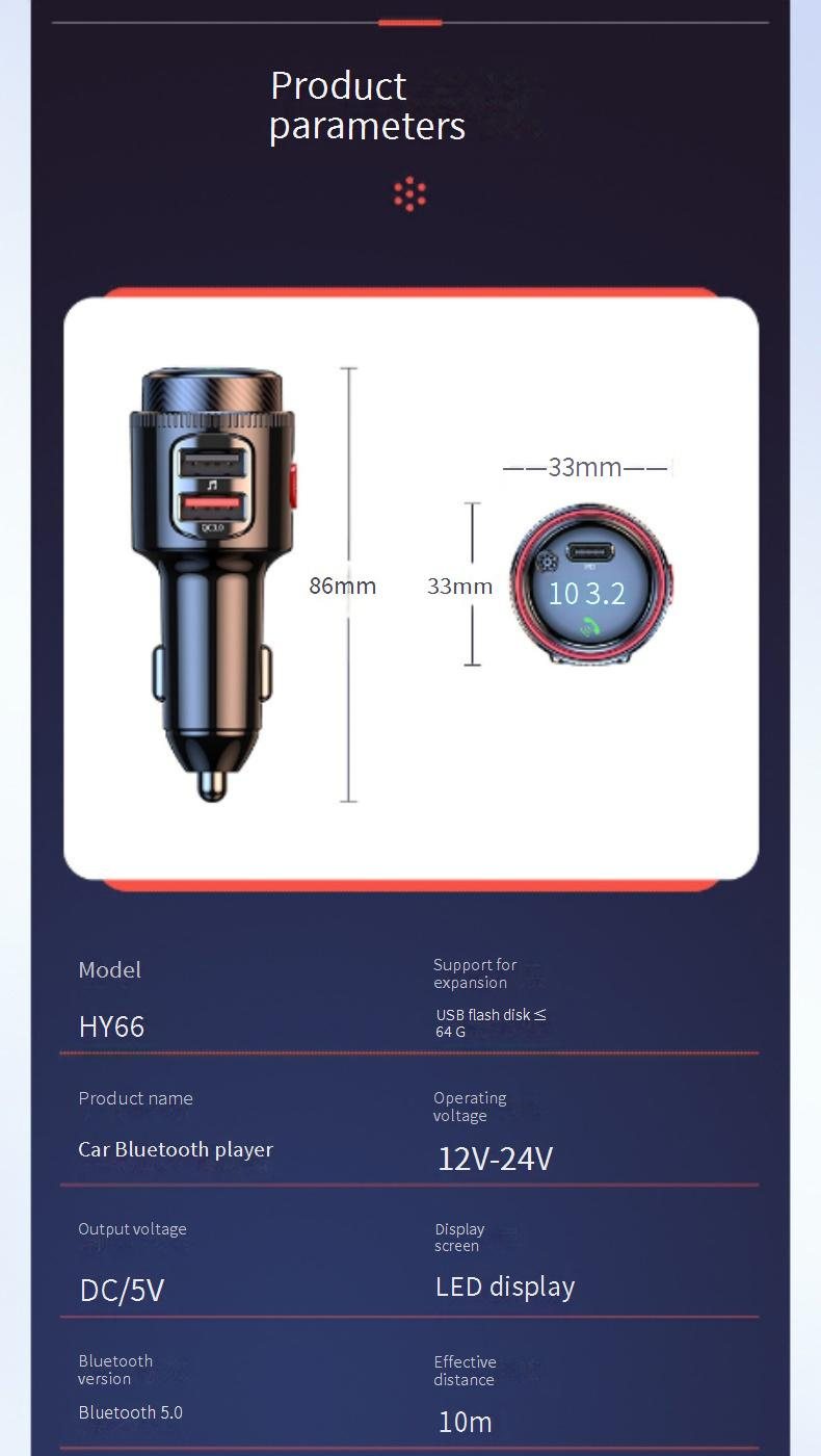 Car Chargers Car Bluetooth Player QC3.0 Fast Charge Flash Charge Bluetooth Car Charger FM Transmitter Car Charger_voghion.com