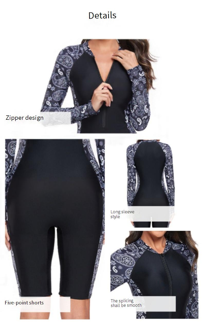 Women's One Piece Swimsuit Long Sleeve Zip Front Rash Guard Swimwear UV Protection Quick Dry Athletic Surfing Suit With Built-in Bra_voghion.com