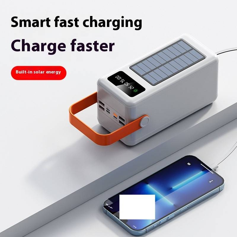 Power Bank solare da 100000 mAh con cavo integrato, ricarica rapida, caricabatterie portatile da campeggio per dispositivi iPhone e Android_voghion.com