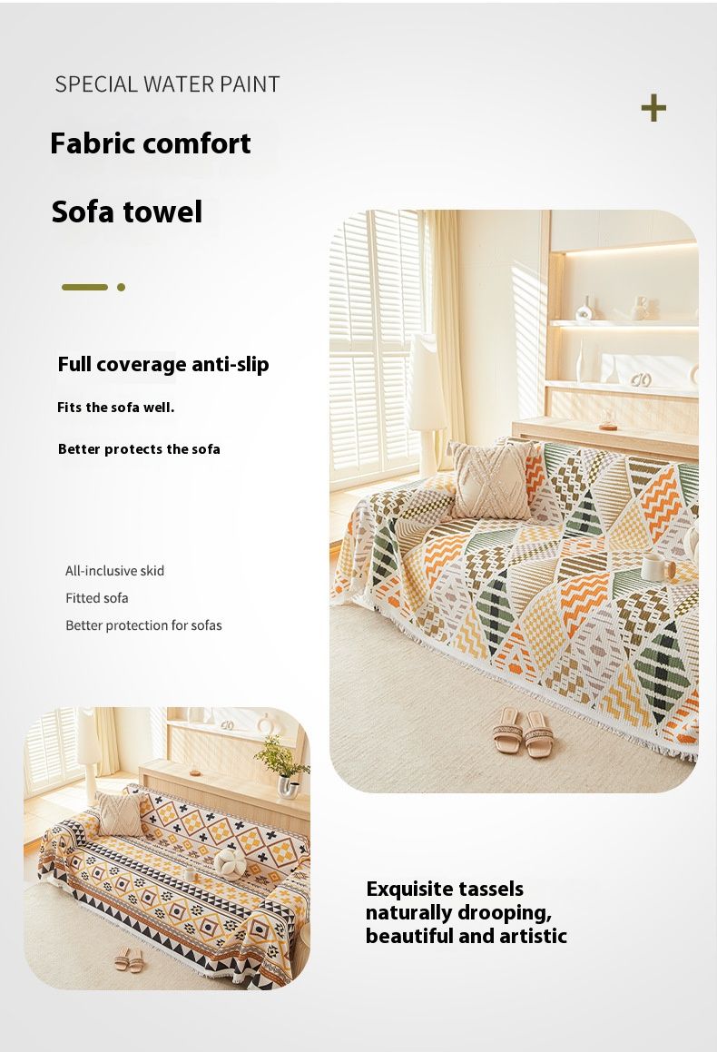 Housse de canapé en chenille bohème – Housse réversible en jacquard avec motif anti-chats (4 saisons, coupe sectionnelle)_voghion.com