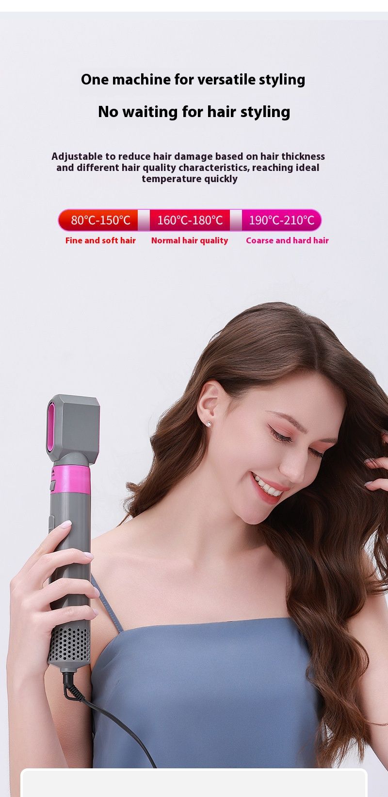 5-in-1-Haarstyler mit automatischem Keramik-Turmalin-Effekt – 10 Heizstufen, Doppelspannung (110 V – 240 V), für glattes und lockiges Haar (mehrere Farben)_voghion.com