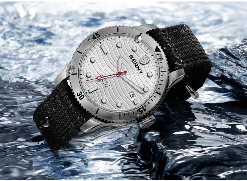 BERNY Automatic Dive Watches For Men 20ATM Waterproof Nylon Strap Analog Mechanical Watch With Date Super Luminous Sapphire Men's Pro Diver Watch_voghion.com