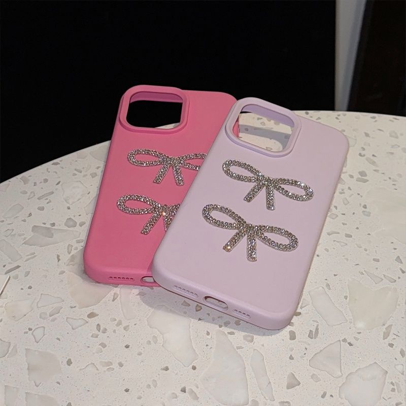 Three-dimensional Glittering Diamond Bow-shaped Macaroon IPhone 16 Promax Phone Case 15 Apple 14 Matte Finish_voghion.com