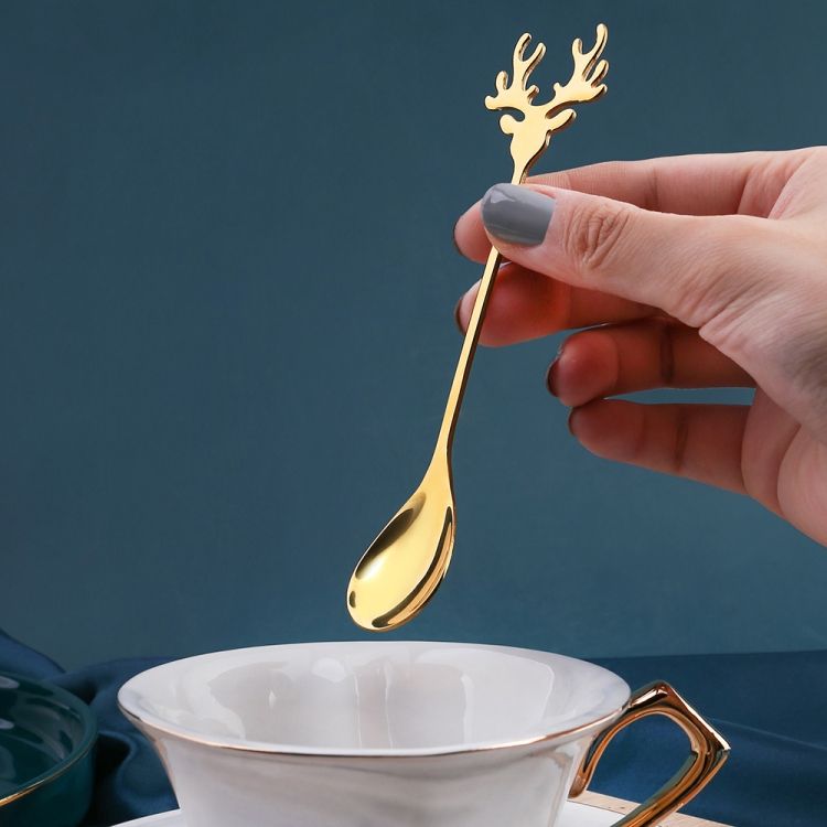 Weihnachts-Rührlöffel mit Hirschmotiv, für Kaffee und Desserts_voghion.com