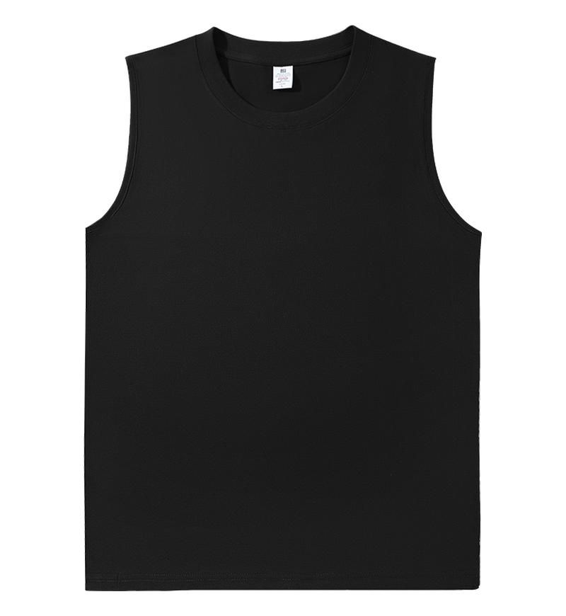 Pure Cotton, Solid Color Sleeveless Crew Neck T-shirt, Unisex Top_voghion.com