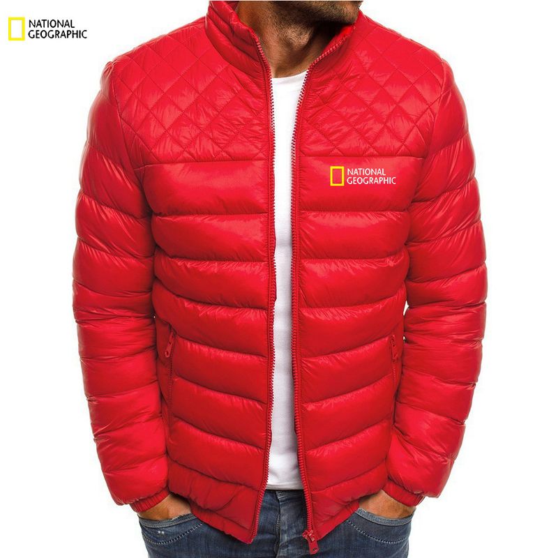 Giacca sportiva casual da uomo, calda, in cotone trapuntato, con colletto alto, tinta unita_voghion.com