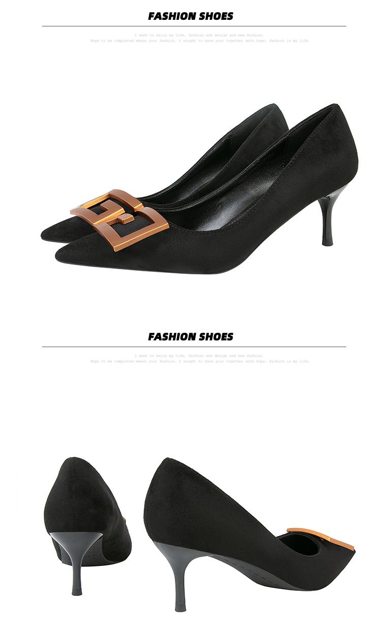 Chaussures pour femmes version coréenne de chaussures professionnelles polyvalentes pour femmes en daim à talons aiguilles pointus sexy minces banquet talons hauts chaussures simples à bouche peu profonde_voghion.com