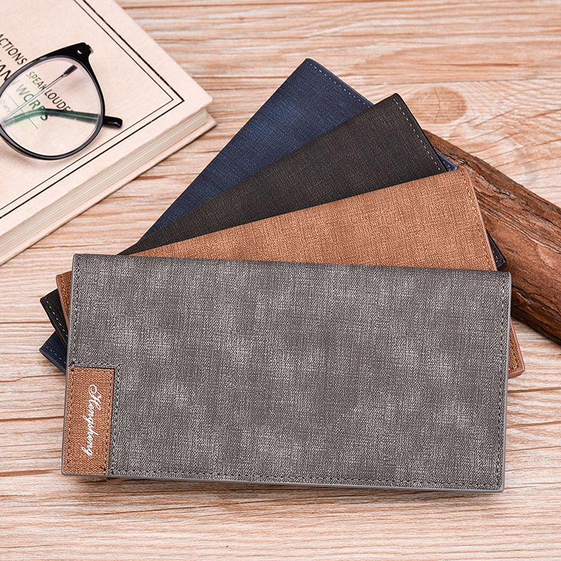Dunne heren lange trendy merk leren gepersonaliseerde gesp matte portemonnee_voghion.com
