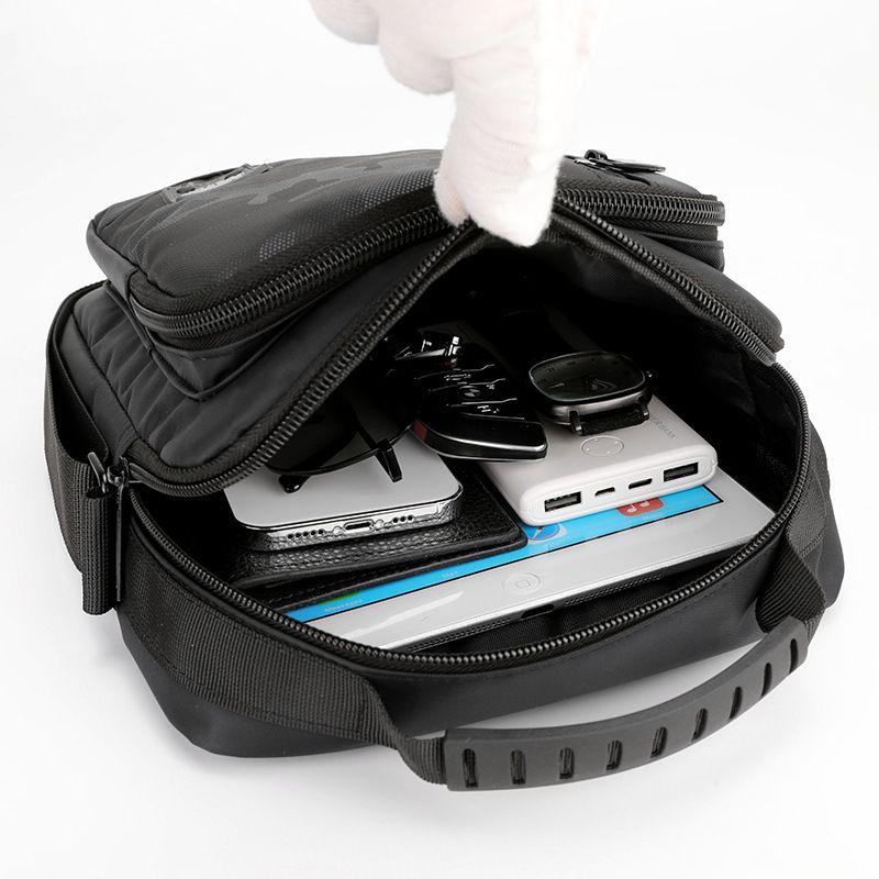 Neue, einfache, wasserabweisende Umhängetasche aus Nylongewebe mit mehreren Fächern für Herren_voghion.com