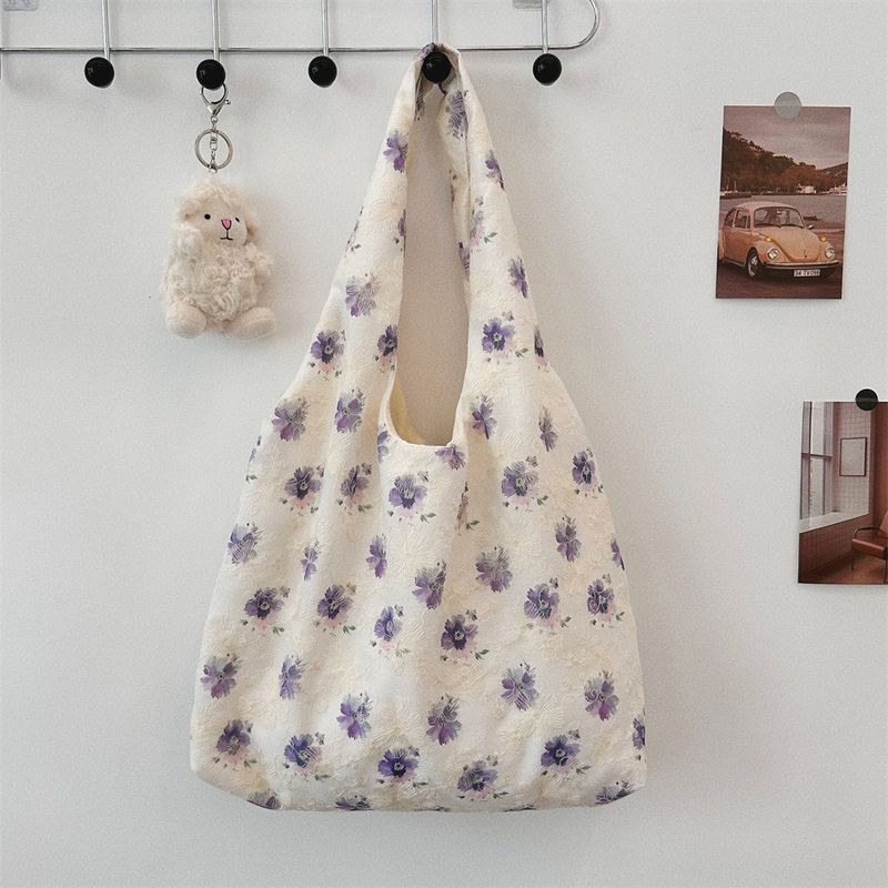 Versione coreana della canottiera in tela ricamata per studentesse, borsa a tracolla Sweet Hundred con motivo floreale_voghion.com
