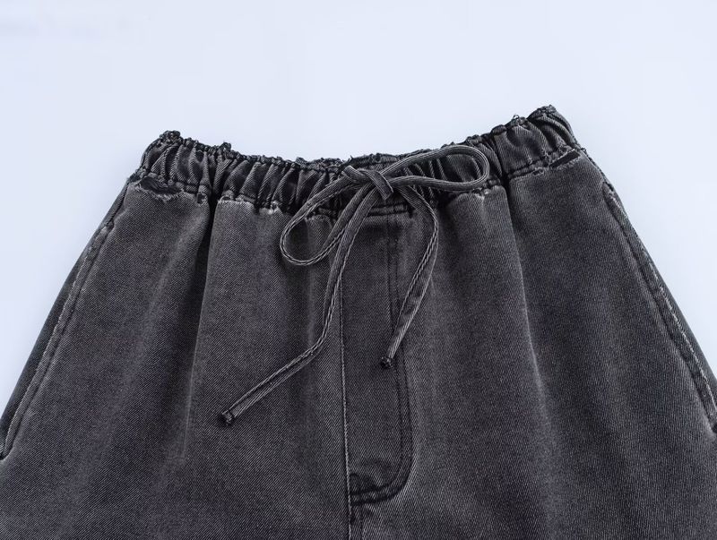 Women's Clothing Street Fashion Straight Pants Suit Tops Denim Casual Wear_voghion.com