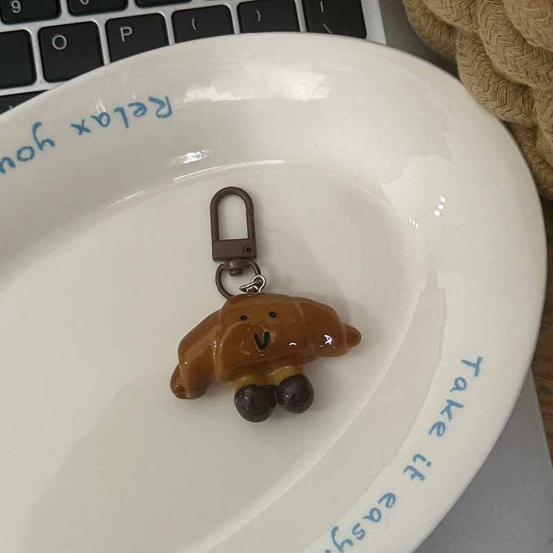 Gelukkig in fermentatie! Imitatie alkalisch waterbrood croissant sleutelhanger leuke studenten niche tas hanger klein cadeau_voghion.com