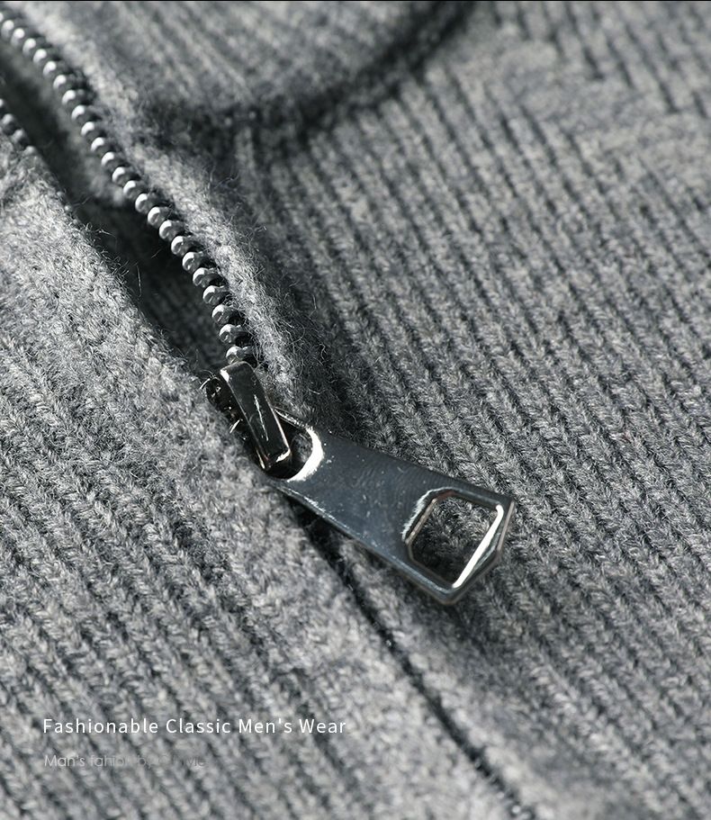 Maglione da uomo in maglia con mezza zip, modello casual di ispirazione coreana, con elastico e confortevole (beige/grigio/nero, M-XXXXL)_voghion.com