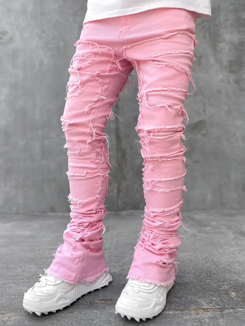 Mode Stretch Patch männer Jeans Y2K Patchwork Kreative Quasten Dekoration Gerade Denim Hosen Für Männer Hip Hop Jean Hosen_voghion.com