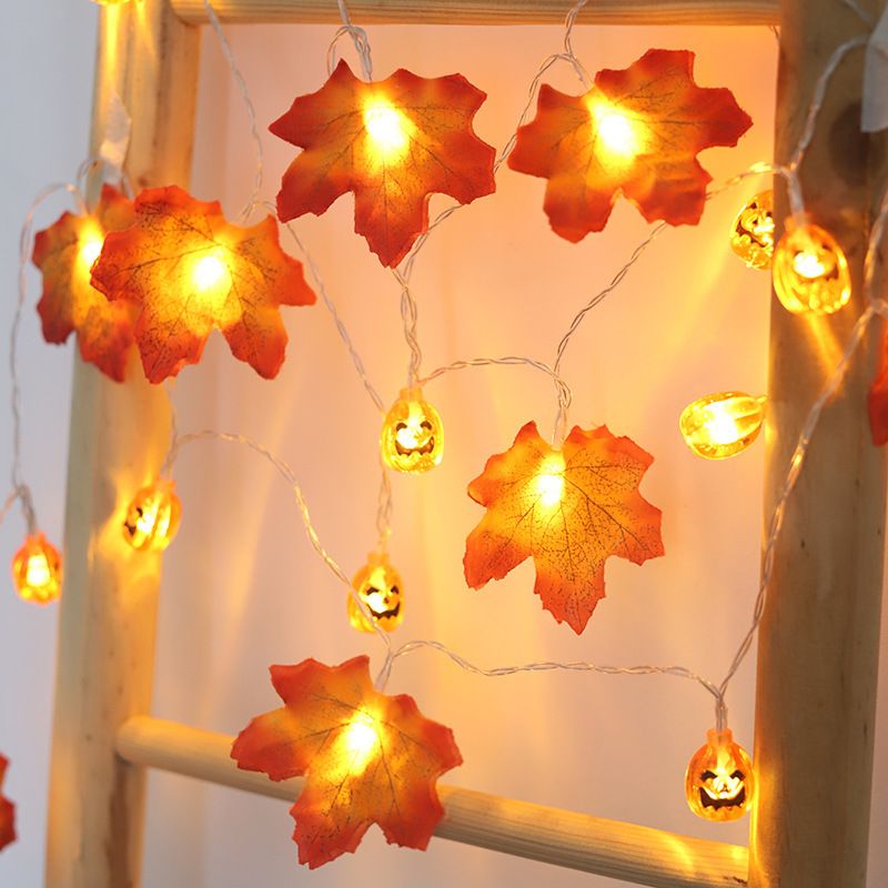 Guirnalda de luces LED con hojas de arce y calabaza para Halloween, Navidad y Acción de Gracias. Funciona con pilas o USB, 6 colores, ideal para fiestas en interiores y exteriores._voghion.com
