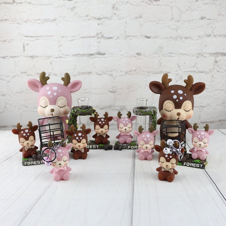 Hucha de vinilo con forma de corazón, flor y ciervo, adornos hidropónicos personalizados, llavero, soporte para bolígrafos, adornos para hornear pasteles de cervatillo_voghion.com