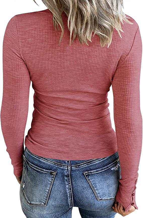 Maglietta a maniche lunghe con scollo a V e bottoni, nuova collezione autunno 2025 da donna_voghion.com