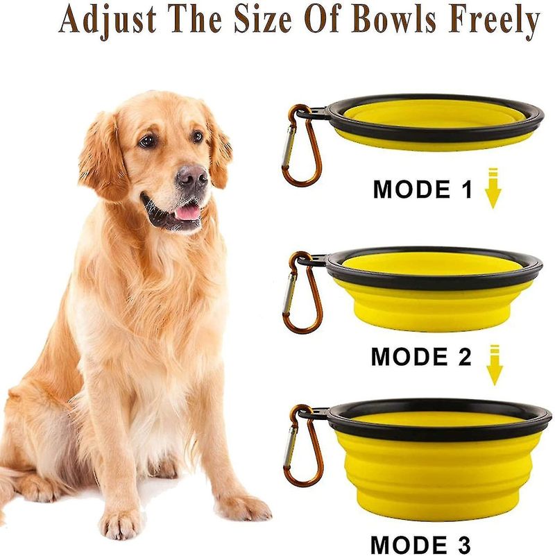 Dog Bowls Pet Food Container 2-in-1 With Collapsible Dog Bowls,yellow_voghion.com