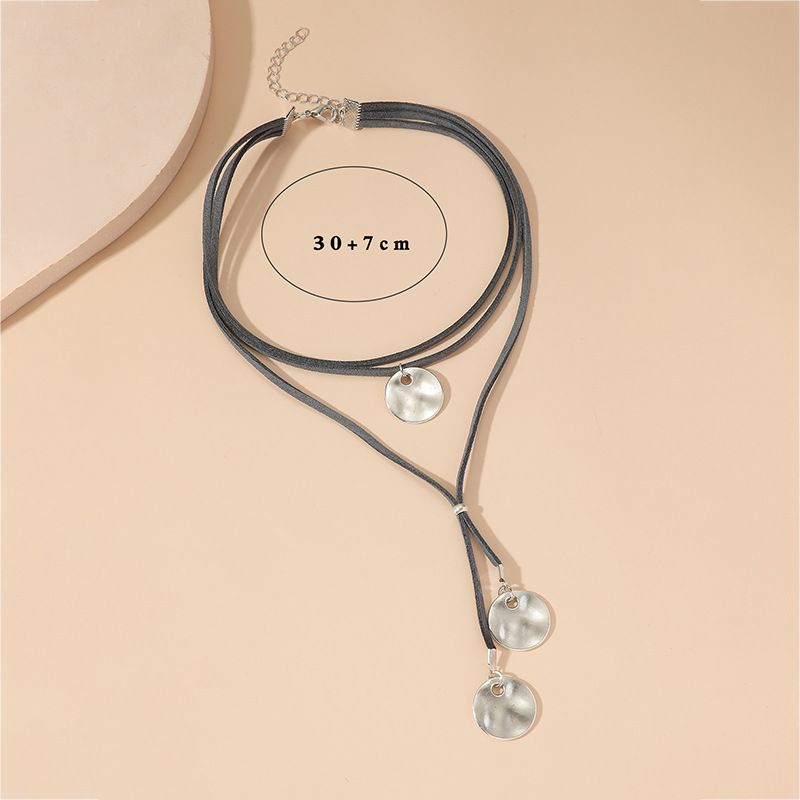 Ready Stock Boho Long Suede Black Veet Wrap Rope Coin Pendant Choker Vintage Cord Necklace Jewelry for Women_voghion.com