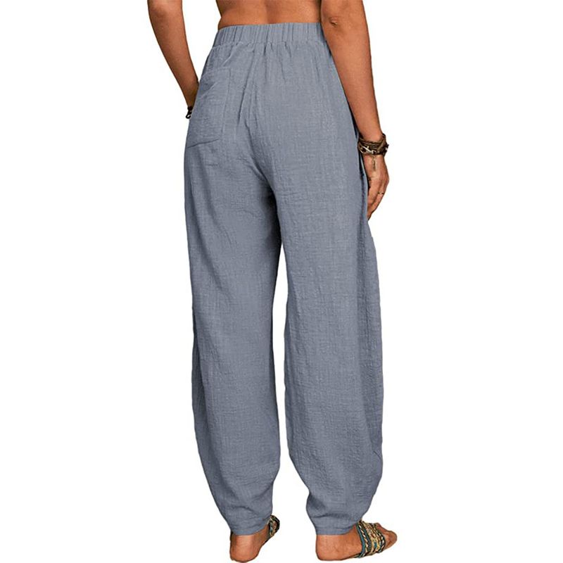 naiste vabaaja püksid lahtised puuvillased ja linased vabaaja püksid kodu haaremipüksid_voghion.com