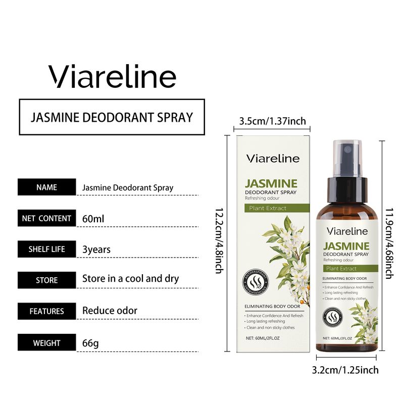 Viareline Jasmine Fresh Spray Natural Fragrance Body Sweat To Remove Odor Refreshing Fragrance Portable_voghion.com