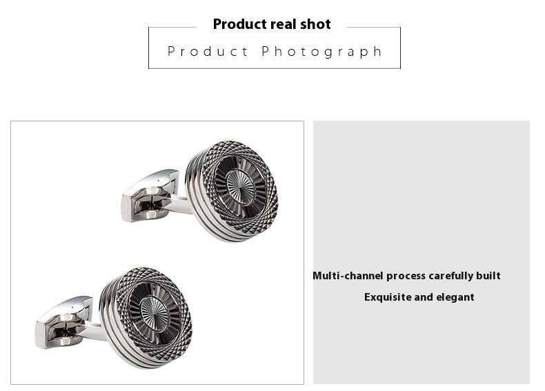 High End Circular Double-layer Electroplated Metal Cufflinks In Stock Business Men's Gold-plated French Cufflinks_voghion.com