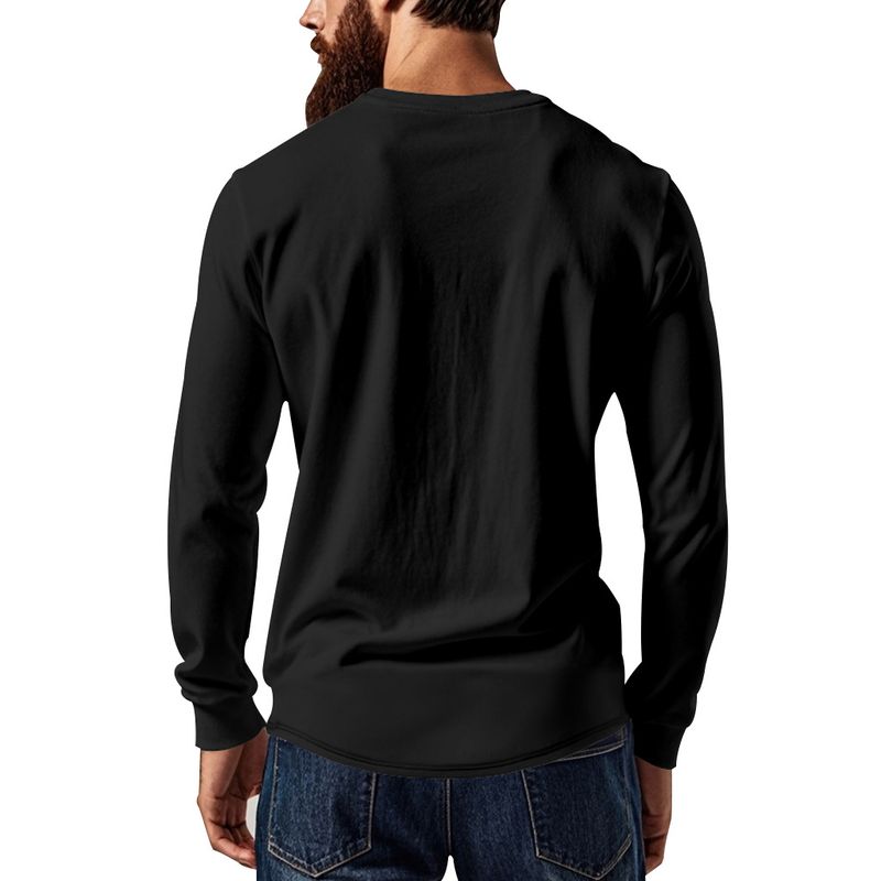 24 New Men's Spring And Autumn American Style Solid Color Thin Long Sleeve T-Shirt Casual Base Slim Fit Button V-Neck_voghion.com
