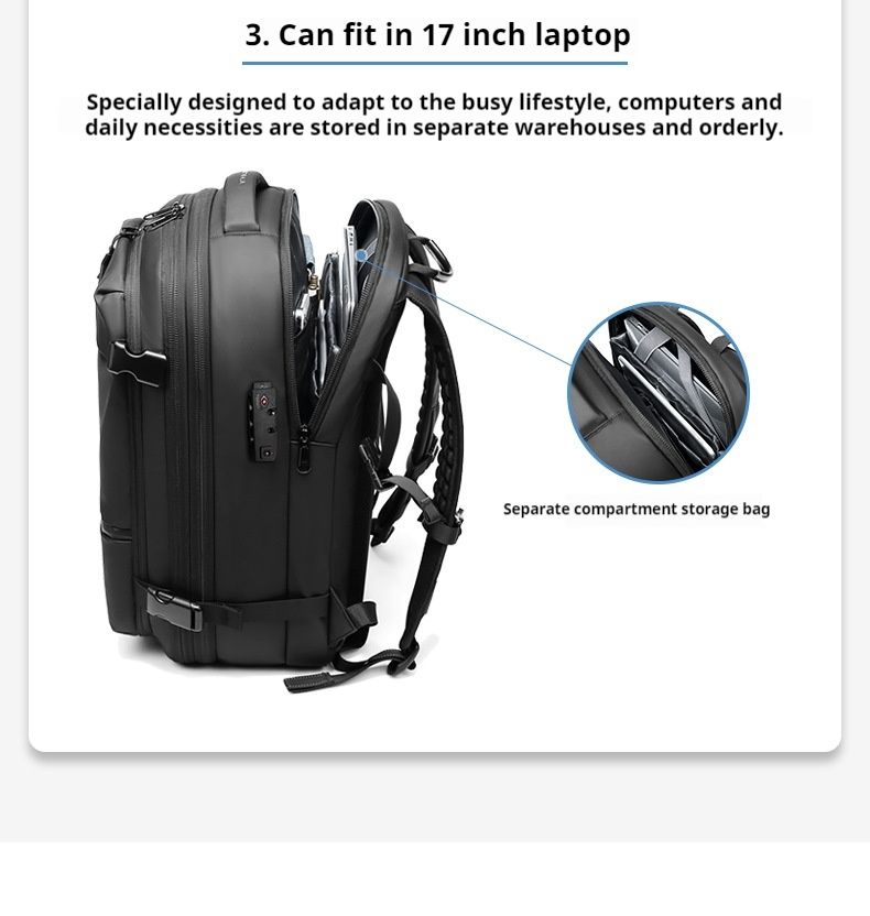 Zaino da viaggio per uomo, multifunzionale, per computer, a compressione sottovuoto, grande capacità, in TPU_voghion.com
