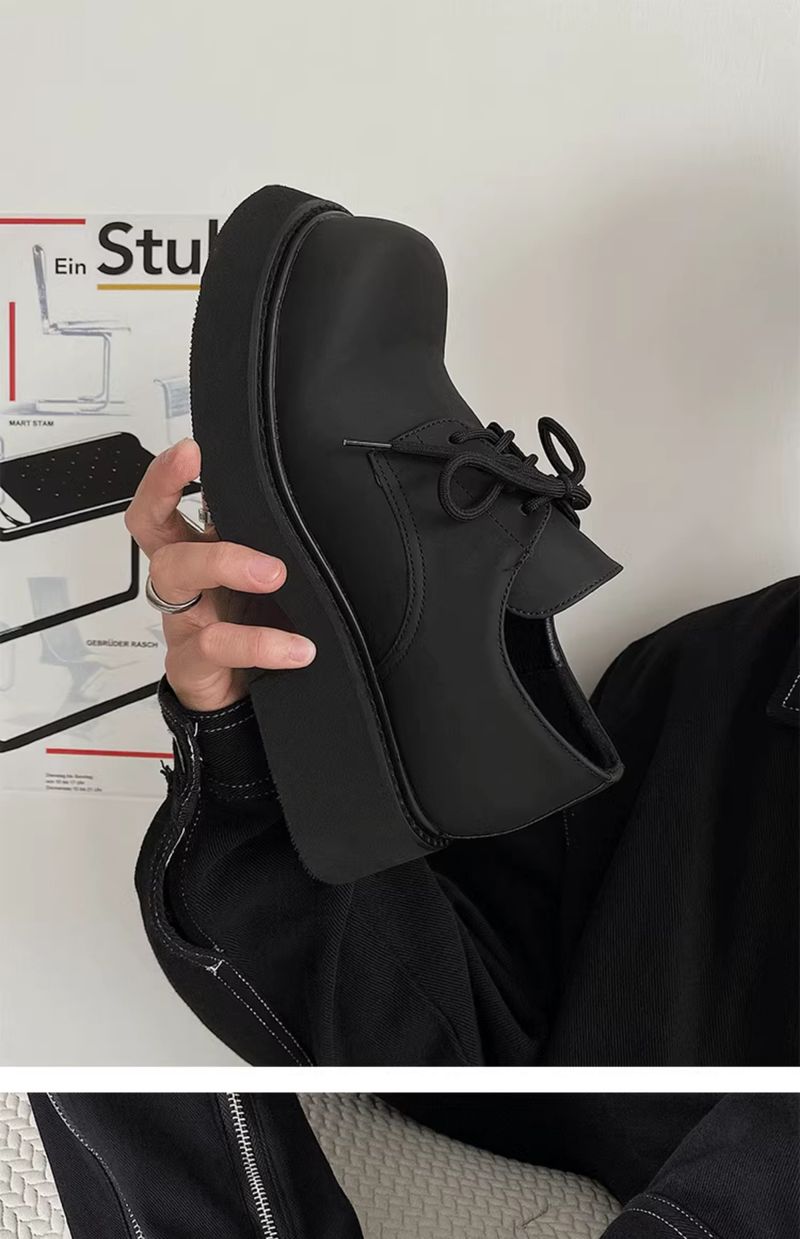 Thick Sole 5cm Couple Retro High Street Ins Big Head Leather Shoes_voghion.com