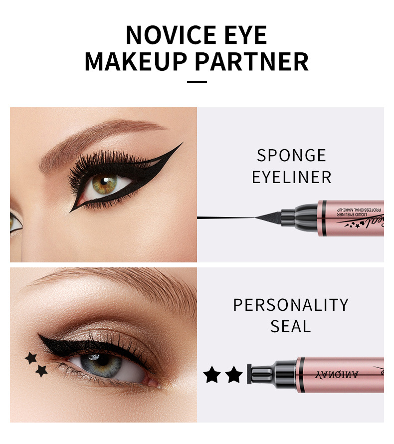 3 pçs cabeça dupla 2 in1 delineador líquido à prova dwaterproof água estrela coração asa formas tatuagem selo rápido para secar olho forro lápis ferramenta de maquiagem_voghion.com