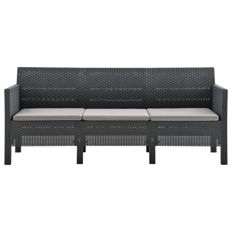 2 Piece Patio Lounge Set with Cushions PP Rattan Anthracite_voghion.com