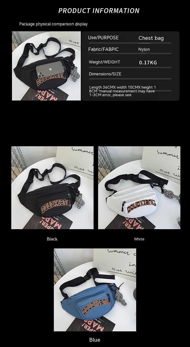 Nuovo marsupio da uomo versione coreana borsa a tracolla casual in nylon a tracolla borsa per il petto sportiva all'aria aperta di grande capacità_voghion.com