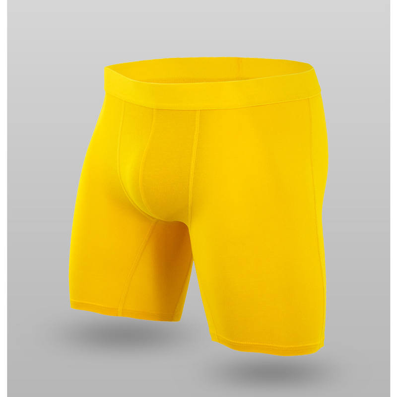Roupa íntima esportiva masculina cross border algodão puro tamanho grande comprimento grande antidesgaste perna abertura lateral confortável respirável boxer calças_voghion.com