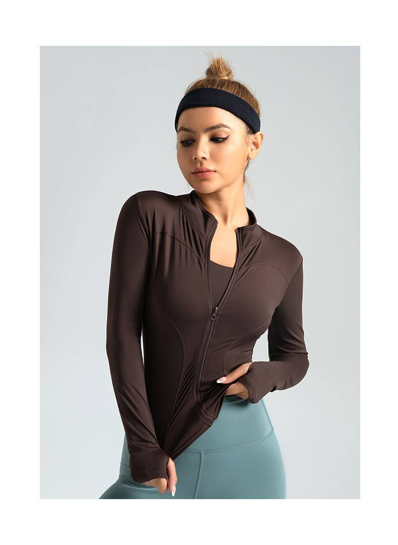 Chaqueta deportiva para mujer, transpirable, ajustada, sin costuras, para exteriores, yoga, entrenamiento y running._voghion.com