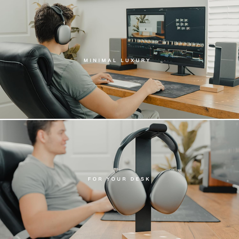 Universeller Kopfhörerständer für den Schreibtisch, Gaming-Headset-Ständer aus Massivholz, robuster Kopfhörerhalter aus Holz, kompatibel mit Airpods Max und mehr_voghion.com
