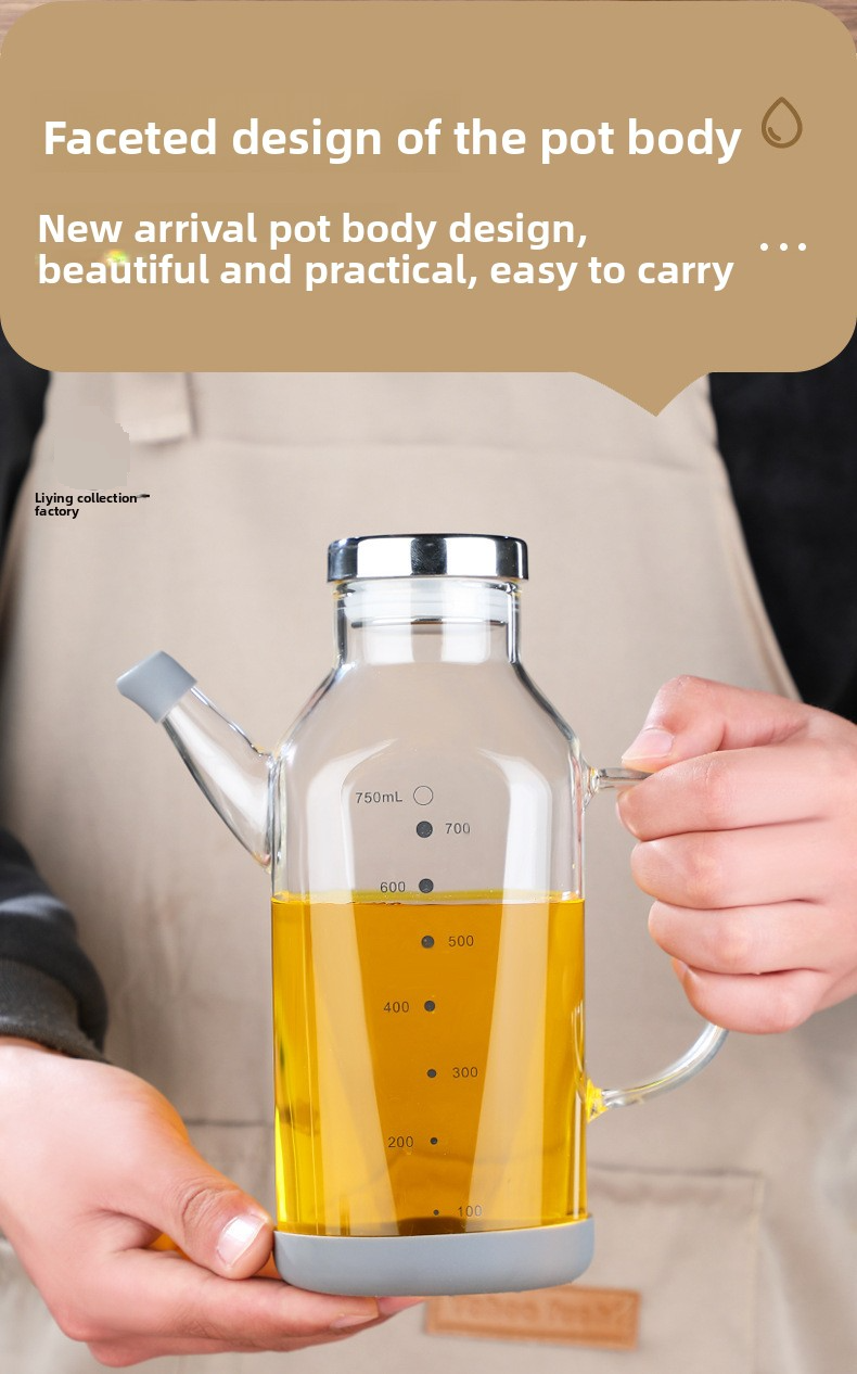 Large Capacity Borosilicate Glass Oil Dispenser - Kitchen Measuring Bottle For Oil & Soy Sauce (750ml Drip-Free Spout Easy-Pour Design BPA-Free)_voghion.com