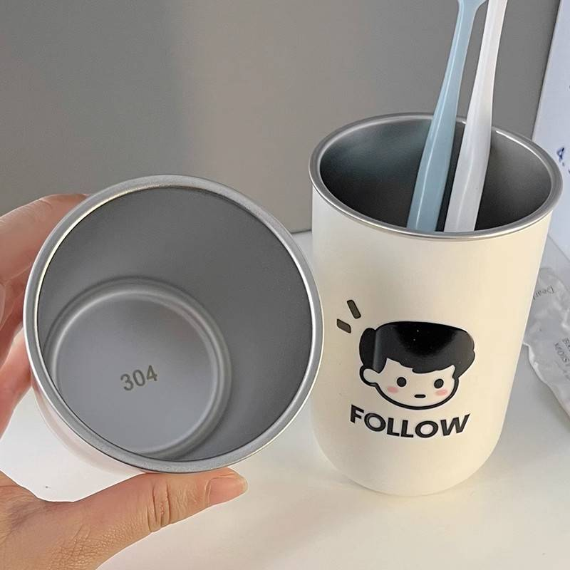 Male And Female Couple's Mouthwash Cup With High Aesthetic Value, Simple Cartoon Toothbrush Cup, Anti Drop Dental Jar, Dental Cup, Toothbrush Cup_voghion.com
