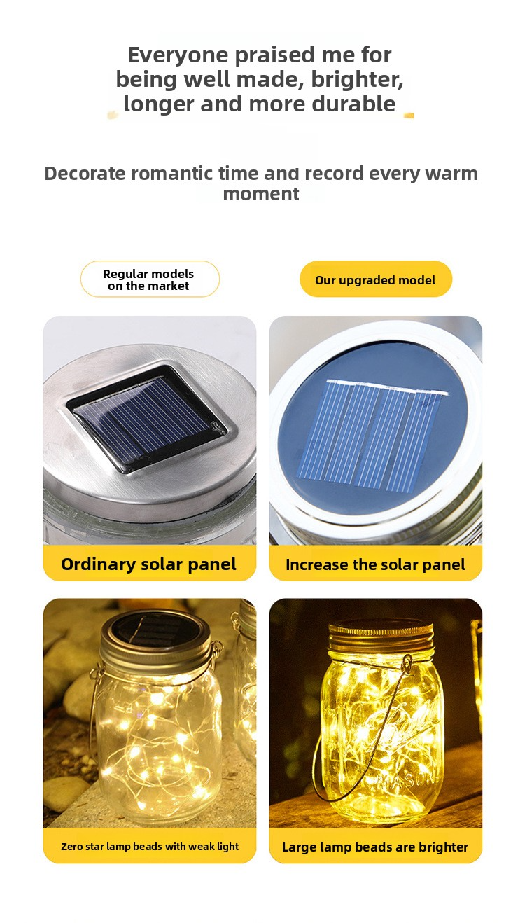 Solar Crackled Glass Mason Jar Lantern – Waterproof Outdoor Hanging Light With 30 LED Bulbs (Warm White/Color-Changing), IP55, 6-12H Auto Lighting_voghion.com