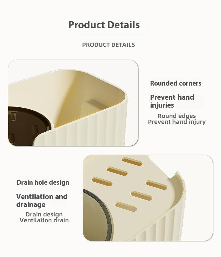 Wandgemonteerde tandenborstelhouder met beker – Badkamerorganizer zonder boren (ruimtebesparende 2-in-1 tandheelkundige set, wit & crème)_voghion.com
