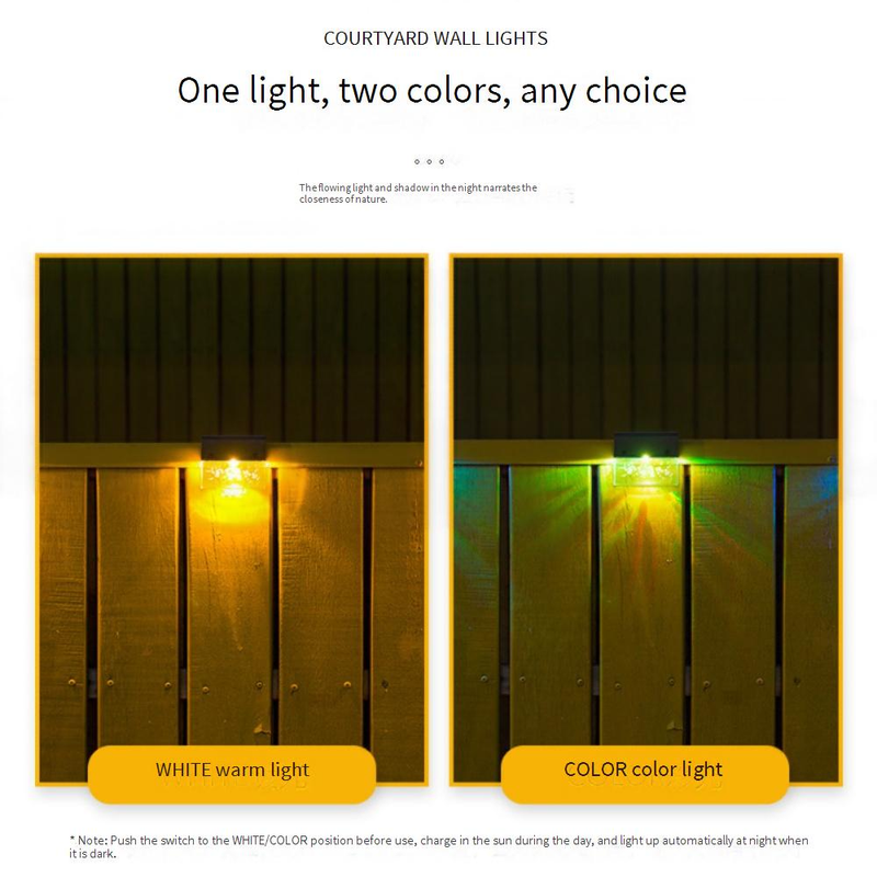Luci solari per gradini da esterno, luci LED impermeabili per scale, recinzioni, vialetti, giardino, patio, bianco caldo e cambio colore._voghion.com