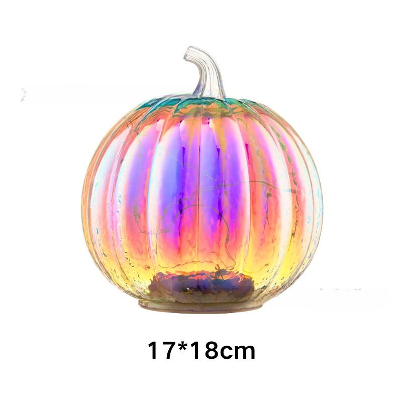 Halloween Fantasy Glass Pumpkin Lantern Decorations LED Pumpkin Lantern_voghion.com